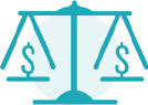 A blue image of the symbol for law.